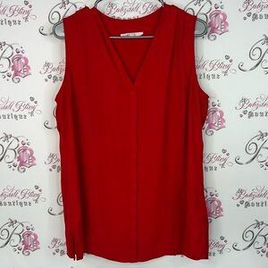 Cleo tank top flowy bright Bold Red V-Neck Tank Top classic